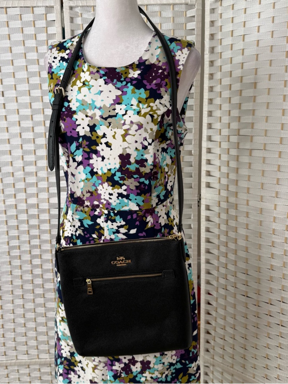 NWT. Coach Rowan File Bag Black Crossgrain Leather #J2396-C1556
